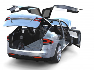 tesla roadster model s x 3 with interior and chassis 3D Model