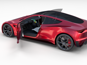 tesla roadster model s x 3 with interior and chassis 3D Model
