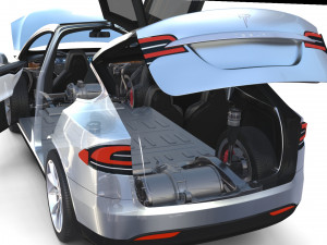 tesla roadster model s x 3 with interior and chassis 3D Model