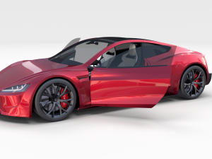 tesla roadster model s x 3 with interior and chassis 3D Model