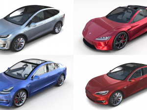 tesla roadster model s x 3 with interiors Model 3D
