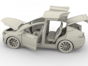 tesla roadster model s x 3 with interiors Model 3D