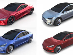 tesla collection roadster model s x 3 3D Model