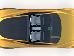 tesla roadster 2020 yellow with interior and chassis Modelo 3D