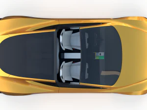 tesla roadster 2020 yellow with interior and chassis 3D Model