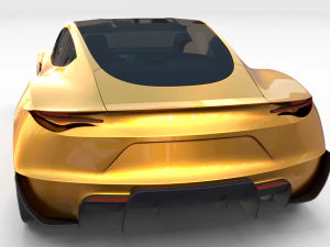 tesla roadster 2020 yellow with interior and chassis 3D Model