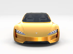 tesla roadster 2020 yellow with interior and chassis 3D Model
