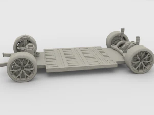 tesla roadster 2020 yellow with interior and chassis 3D Model
