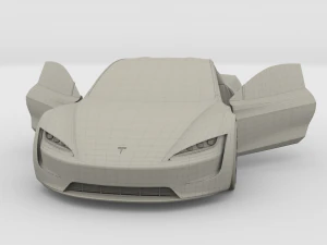 tesla roadster 2020 yellow with interior and chassis 3D Model
