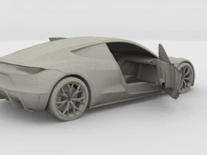 tesla roadster 2020 yellow with interior and chassis 3D Model