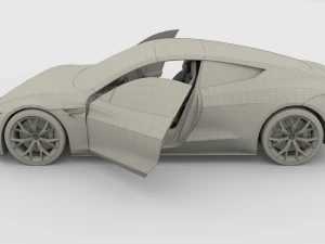 tesla roadster 2020 yellow with interior and chassis 3D Model