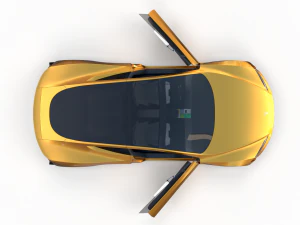 tesla roadster 2020 yellow with interior and chassis 3D Model