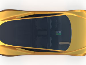 tesla roadster 2020 yellow with interior and chassis Modelo 3D