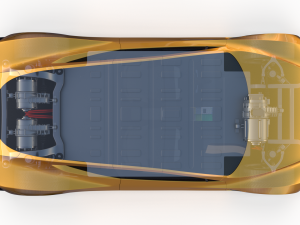 tesla roadster 2020 yellow with interior and chassis Modelo 3D
