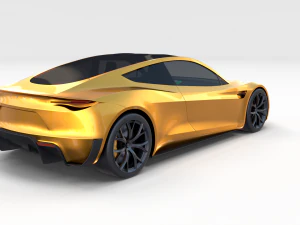 tesla roadster 2020 yellow with interior and chassis 3D Model