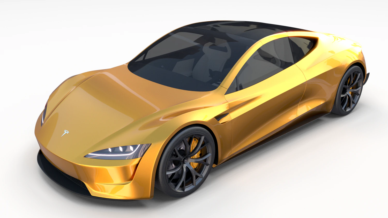 tesla roadster yellow with interior 3D Model .c4d .max .obj .3ds .fbx .stl .blend 