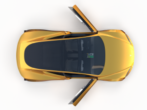 tesla roadster yellow with interior 3D Model