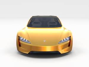 tesla roadster yellow with interior 3D Model