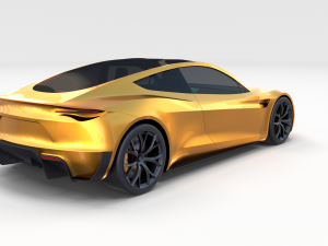 tesla roadster yellow with interior 3D Model