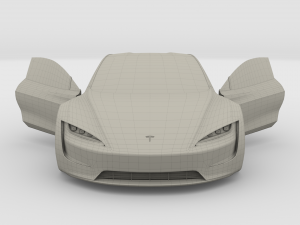 tesla roadster yellow with interior 3D Model
