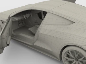 tesla roadster yellow with interior 3D Model