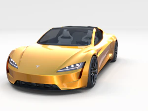 tesla roadster yellow with interior 3D Model