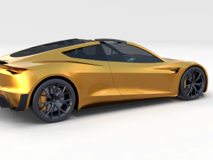tesla roadster yellow with interior 3D Model