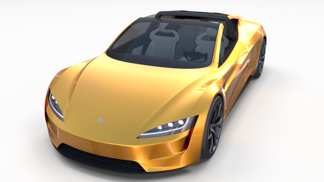 Tesla Roadster Yellow With Chassis 3D Model By Dragosburian