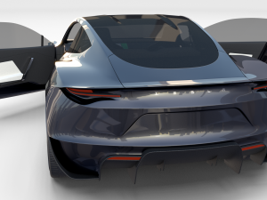 tesla roadster 2020 midnight silver with interior and chassis 3D Model