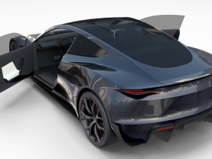tesla roadster 2020 midnight silver with interior and chassis 3D Model
