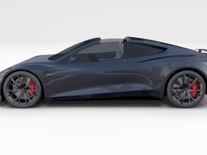 tesla roadster 2020 midnight silver with interior and chassis 3D Model