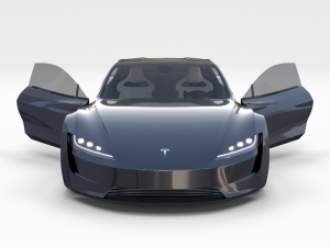 tesla roadster 2020 midnight silver with interior and chassis 3D Model