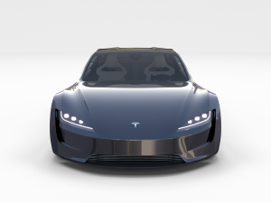 tesla roadster 2020 midnight silver with interior and chassis 3D Model