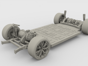 tesla roadster 2020 midnight silver with interior and chassis 3D Model