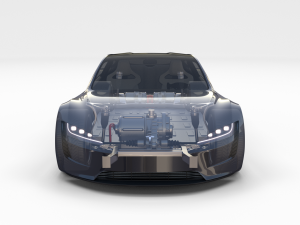 tesla roadster 2020 midnight silver with interior and chassis 3D Model