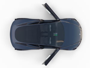 tesla roadster 2020 midnight silver with interior and chassis 3D Model