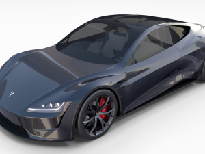 tesla roadster 2020 midnight silver with interior and chassis 3D Model