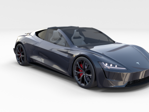 tesla roadster 2020 midnight silver with interior and chassis 3D Model