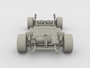tesla roadster 2020 midnight silver with interior and chassis 3D Model