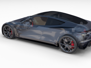 tesla roadster 2020 midnight silver with interior and chassis 3D Model