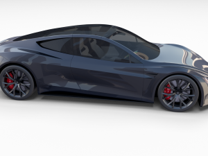 tesla roadster 2020 midnight silver with interior and chassis 3D Model