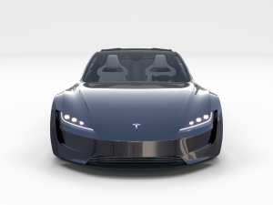 tesla roadster 2020 midnight silver with interior and chassis 3D Model