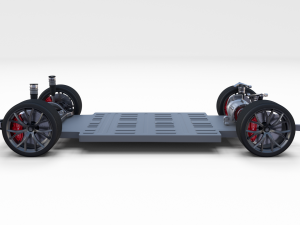 tesla roadster 2020 midnight silver with interior and chassis 3D Model