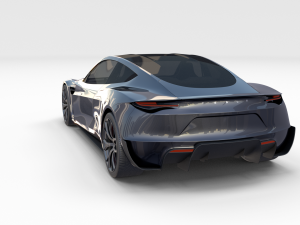 tesla roadster 2020 midnight silver with interior and chassis 3D Model