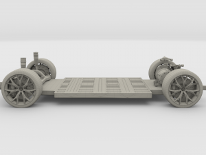 tesla roadster 2020 midnight silver with interior and chassis 3D Model