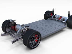 tesla roadster 2020 midnight silver with interior and chassis 3D Model