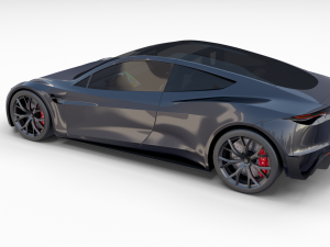 tesla roadster 2020 midnight silver with interior and chassis 3D Model