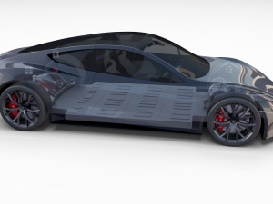 tesla roadster 2020 midnight silver with interior and chassis 3D Model