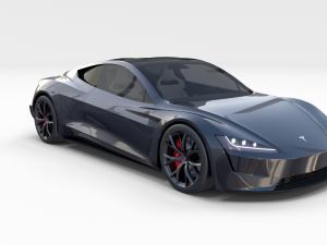 tesla roadster 2020 midnight silver with interior and chassis 3D Model