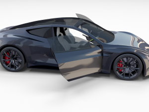 tesla roadster 2020 midnight silver with interior and chassis 3D Model
